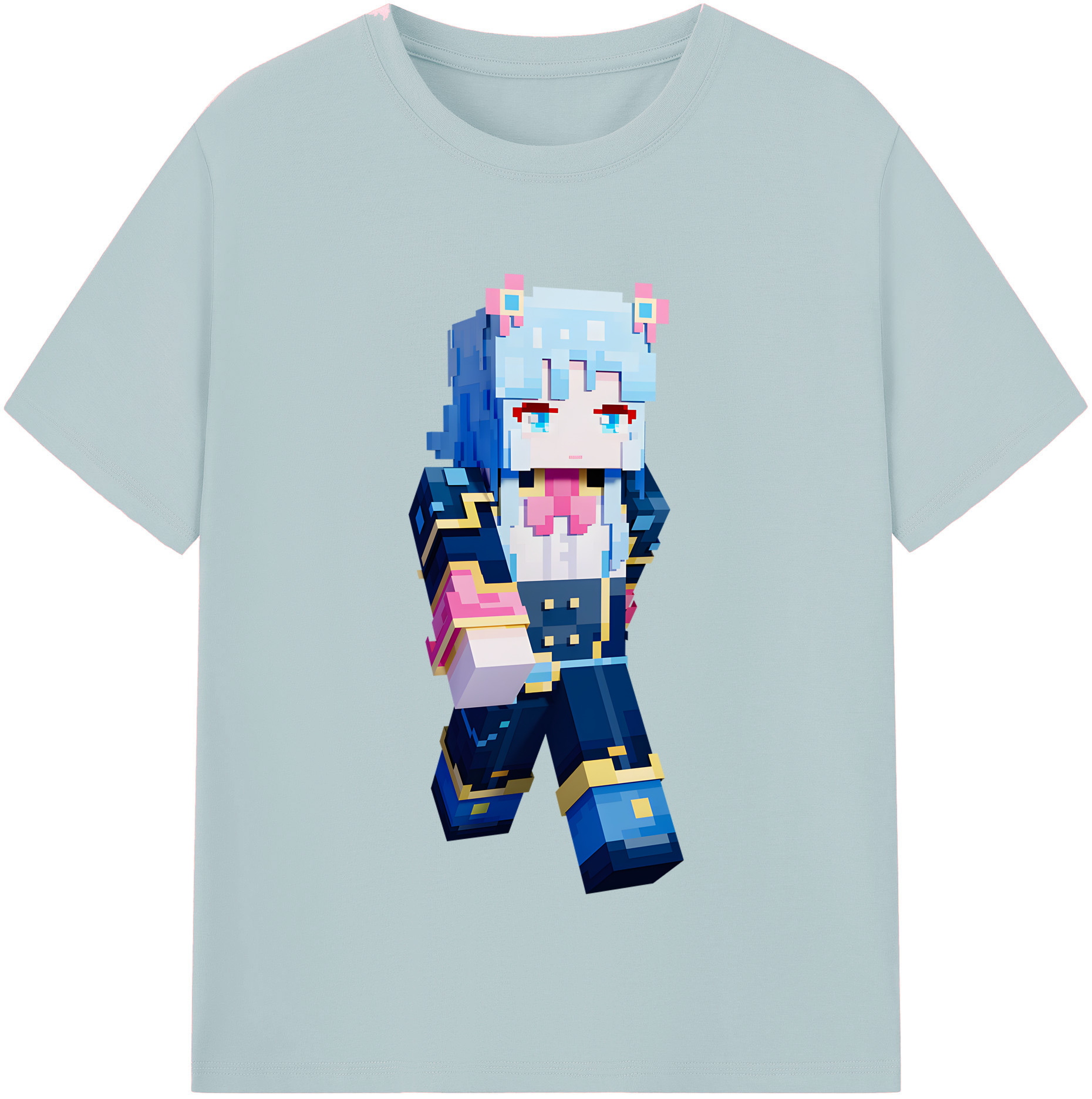 （画像用） マインクラフト ブロックの世界 Minecraft MC Block world 綿100％半袖Tシャツ（フロントプリント）